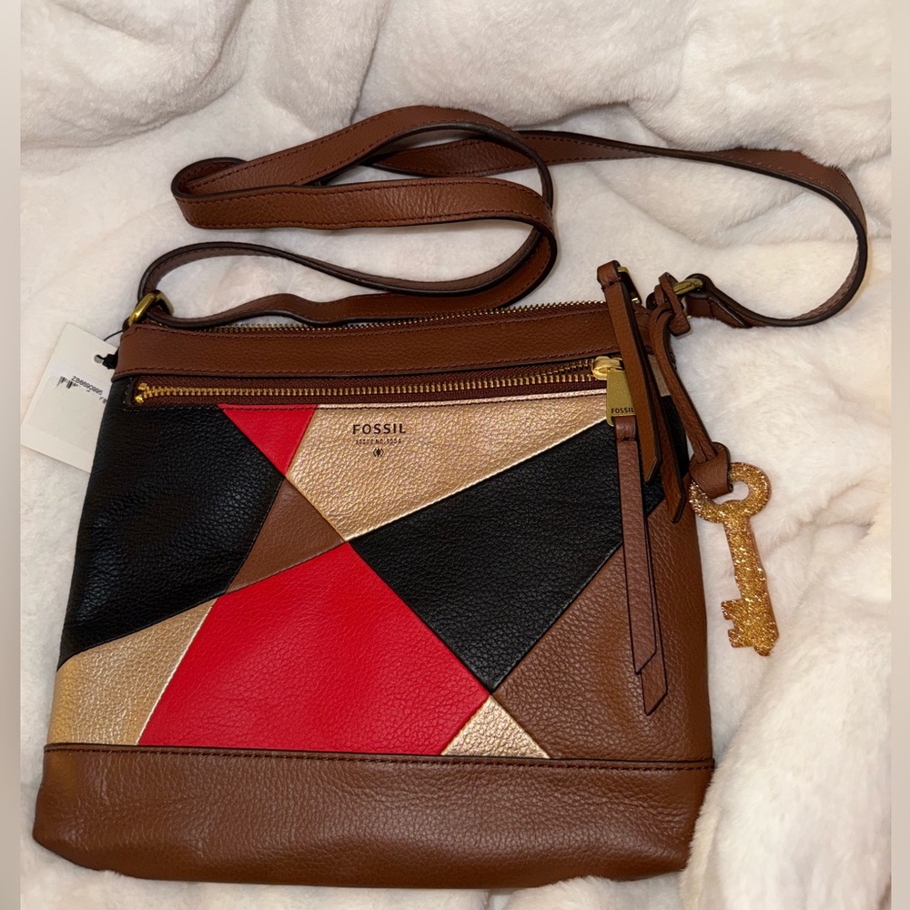 Fossil Women's Geometric Leather Crossbody Bag